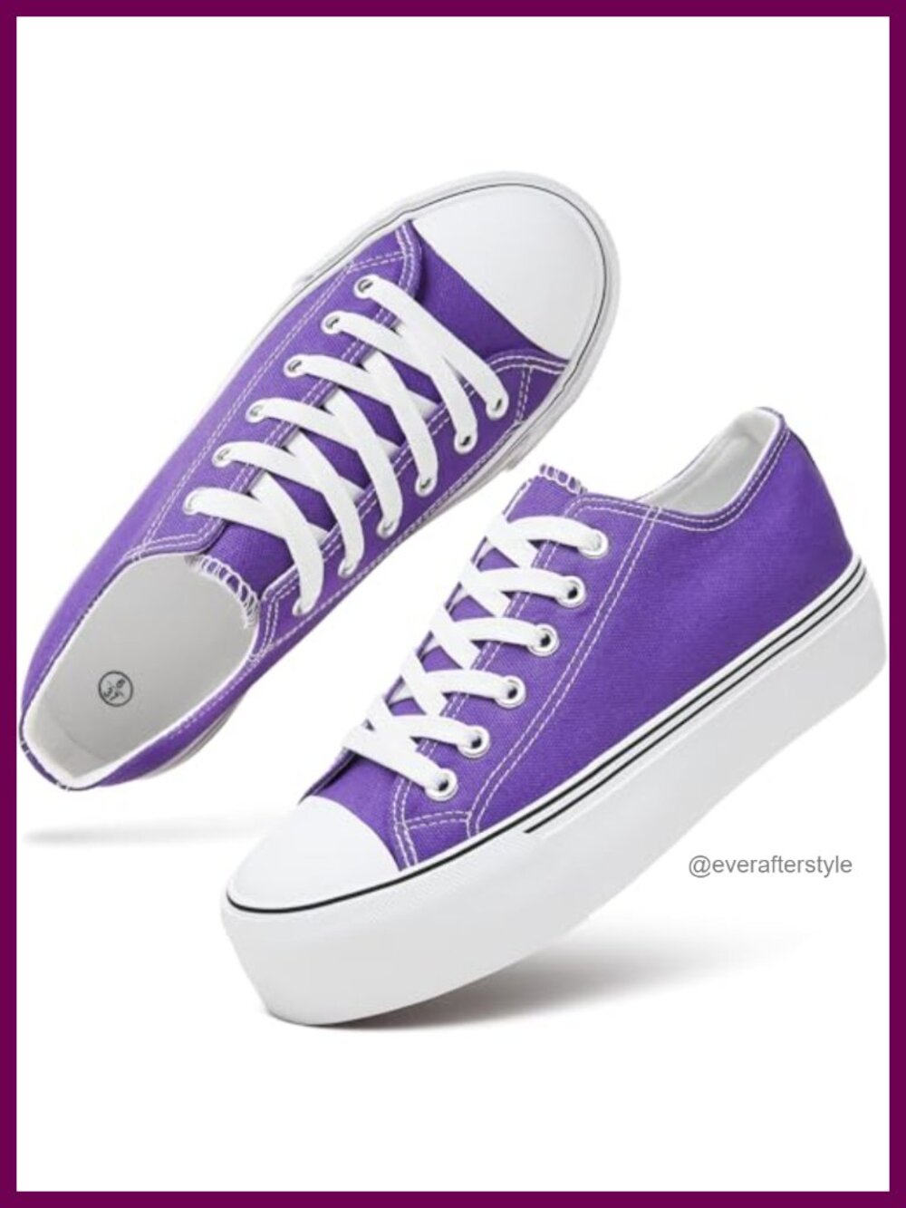 Platform Canvas Sneakers Lace-Up Memory Foam Comfort Tennis Shoes